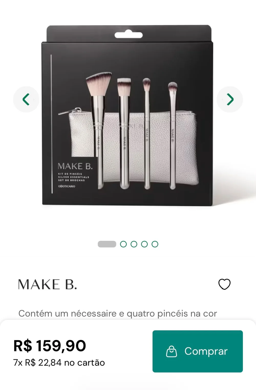 Kit de pincéis Make B. Silver Essentials com nécessaire